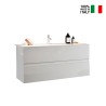 Meuble de salle de bain suspendu moderne avec lavabo, 2 tiroirs blanc brillant Add Réductions