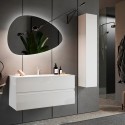 Meuble de salle de bain suspendu moderne avec lavabo, 2 tiroirs blanc brillant Add Remises