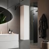 Colonne de salle de bain moderne blanc brillant, meuble suspendu 1 porte Bove Promotion
