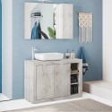 Meuble de salle de bain moderne sur pied en bois blanc à 2 portes avec lavabo Griff Remises
