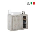 Meuble de salle de bains moderne en bois blanc avec 2 portes et lavabo Griff Choix