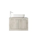 Meuble de salle de bain suspendu avec lavabo et 2 portes en bois blanc moderne Alon Achat