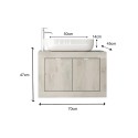 Meuble de salle de bain suspendu avec lavabo et 2 portes en bois blanc moderne Alon 