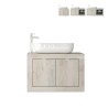 Meuble de salle de bain suspendu avec lavabo et 2 portes en bois blanc moderne Alon Offre