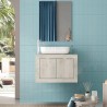 Meuble de salle de bain suspendu avec lavabo et 2 portes en bois blanc moderne Alon Catalogue