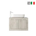 Meuble de salle de bain suspendu avec lavabo et 2 portes en bois blanc moderne Alon Caractéristiques