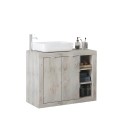 Meuble de salle de bains moderne en bois blanc avec 2 portes et lavabo Griff Dimensions
