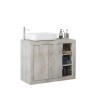 Meuble de salle de bain moderne sur pied en bois blanc à 2 portes avec lavabo Griff Dimensions