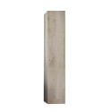 Colonne de salle de bain suspendue 1 porte meuble rangement en bois blanc Bax Offre