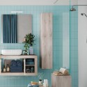 Colonne de salle de bain suspendue 1 porte meuble rangement en bois blanc Bax Promotion