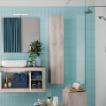 Colonne de salle de bain suspendue 1 porte meuble rangement en bois blanc Bax Promotion