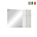 Miroir de salle de bain avec éclairage LED et colonne suspendue 1 porte bois blanc Evin Remises