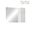Miroir de salle de bain avec éclairage LED et colonne suspendue 1 porte bois blanc Evin Promotion