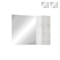 Miroir de salle de bain avec éclairage LED et colonne suspendue 1 porte bois blanc Evin Promotion