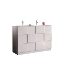 Meuble de salle de bain sur pied blanc brillant double vasque 3 tiroirs Feel T Dama Offre