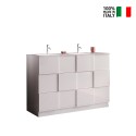 Meuble de salle de bain sur pied blanc brillant double vasque 3 tiroirs Feel T Dama Vente