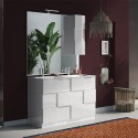 Meuble de salle de bain sur pied blanc brillant double vasque 3 tiroirs Feel T Dama Réductions