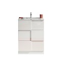 Meuble de salle de bains sur pied avec 3 tiroirs blanc brillant et lavabo Tetra Dama Achat