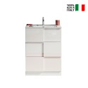 Meuble de salle de bains sur pied avec 3 tiroirs blanc brillant et lavabo Tetra Dama Caractéristiques