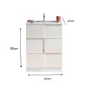Meuble de salle de bains sur pied avec 3 tiroirs blanc brillant et lavabo Tetra Dama 