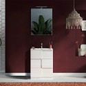 Meuble de salle de bains sur pied avec 3 tiroirs blanc brillant et lavabo Tetra Dama 