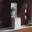 Meuble de salle de bains sur pied avec 3 tiroirs blanc brillant et lavabo Tetra Dama Catalogue