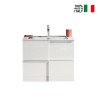 Meuble salle de bain suspendu blanc brillant avec lavabo et 3 tiroirs Gambit Dama Caractéristiques