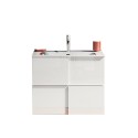 Meuble salle de bain suspendu blanc brillant avec lavabo et 3 tiroirs Gambit Dama Achat