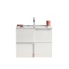 Meuble salle de bain suspendu blanc brillant avec lavabo et 3 tiroirs Gambit Dama Achat