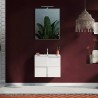 Meuble salle de bain suspendu blanc brillant avec lavabo et 3 tiroirs Gambit Dama 