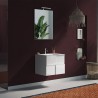 Meuble salle de bain suspendu blanc brillant avec lavabo et 3 tiroirs Gambit Dama Catalogue