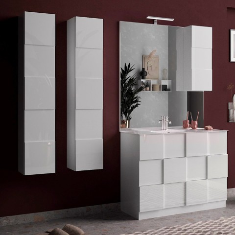 Colonne de salle de bain design moderne suspendue 1 porte blanc brillant Raissa Dama Promotion