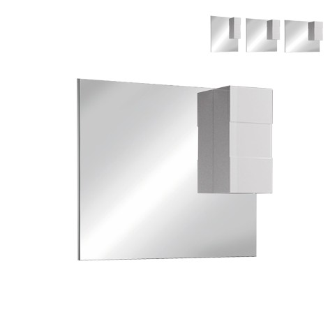 Miroir de salle de bain avec éclairage LED et colonne 1 porte blanc brillant Zeit Dama Promotion