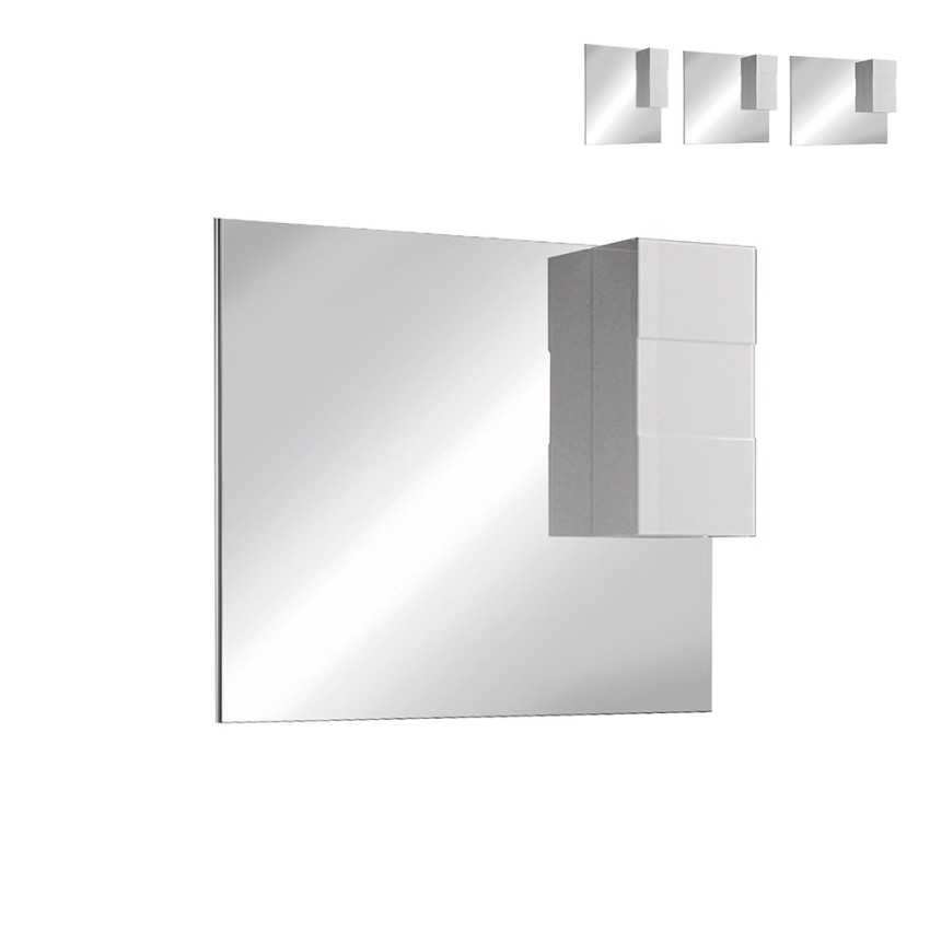 Miroir de salle de bain avec éclairage LED et colonne 1 porte blanc brillant Zeit Dama Promotion