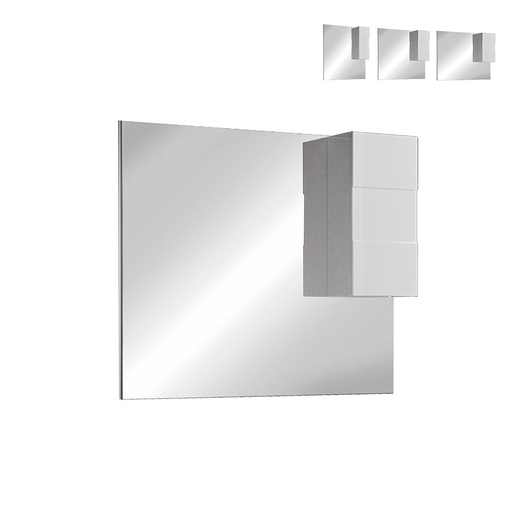 Miroir de salle de bain avec lumière LED et colonne 1 porte blanc brillant Zeit Dama