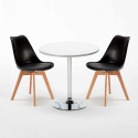 Table blanche ronde 70x70cm 2 chaises colorées d'intérieur bar café Nordica Long Island 