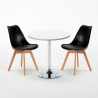 Table blanche ronde 70x70cm 2 chaises colorées d'intérieur bar café Nordica Long Island 