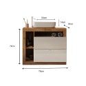 Meuble sous-lavabo moderne 2 tiroirs bois blanc avec vasque Jarad BW 