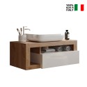 Meuble sous vasque moderne suspendu avec tiroir en bois blanc Kura BW Choix