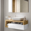 Meuble sous vasque moderne suspendu avec tiroir en bois blanc Kura BW Remises
