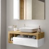 Meuble de salle de bain moderne suspendu avec tiroir lavabo en bois blanc Kura BW. Remises