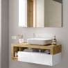 Meuble sous vasque moderne suspendu avec tiroir en bois blanc Kura BW Remises