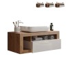 Meuble de salle de bain moderne suspendu avec tiroir lavabo en bois blanc Kura BW. Promotion