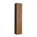 Colonne de salle de bain suspendue 1 porte rangement bois chêne Edon Promotion
