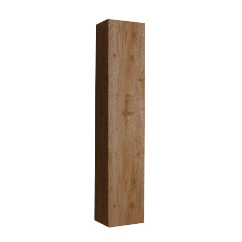 Colonne de salle de bain suspendue 1 porte rangement bois chêne Edon Promotion