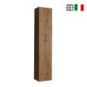 Colonne de salle de bain suspendue 1 porte rangement bois chêne Edon Vente