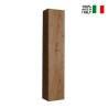 Colonne de salle de bain suspendue 1 porte rangement bois chêne Edon Vente