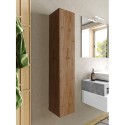 Colonne de salle de bain suspendue 1 porte rangement bois chêne Edon Offre