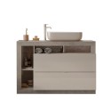 Meuble de salle de bain sur pied avec lavabo et deux tiroirs Jarad BC en blanc gris ciment. Dimensions