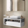 Meuble suspendu pour salle de bain avec tiroir-lavabo blanc brillant gris Kura BC. Remises